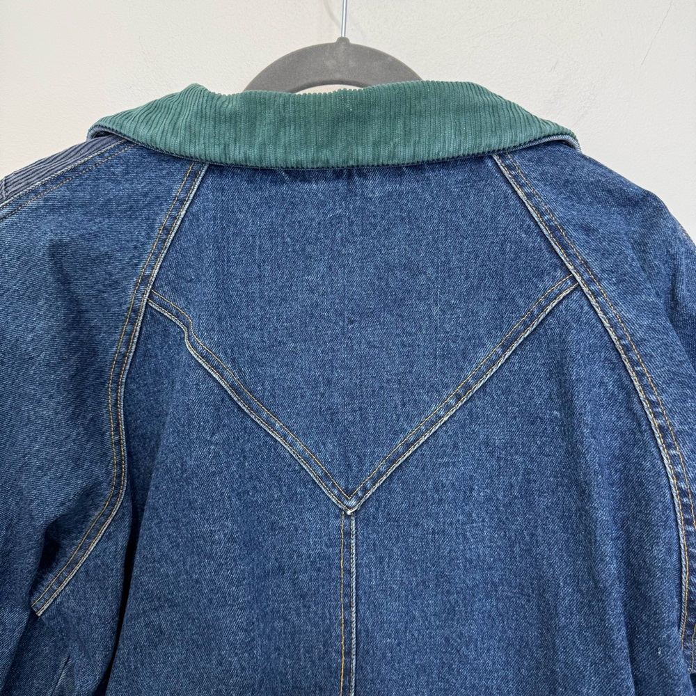 Weathered Blues Vintage Denim Bomber Jacket Mixed Media Flannel Lined Women’s S - Picture 8 of 15